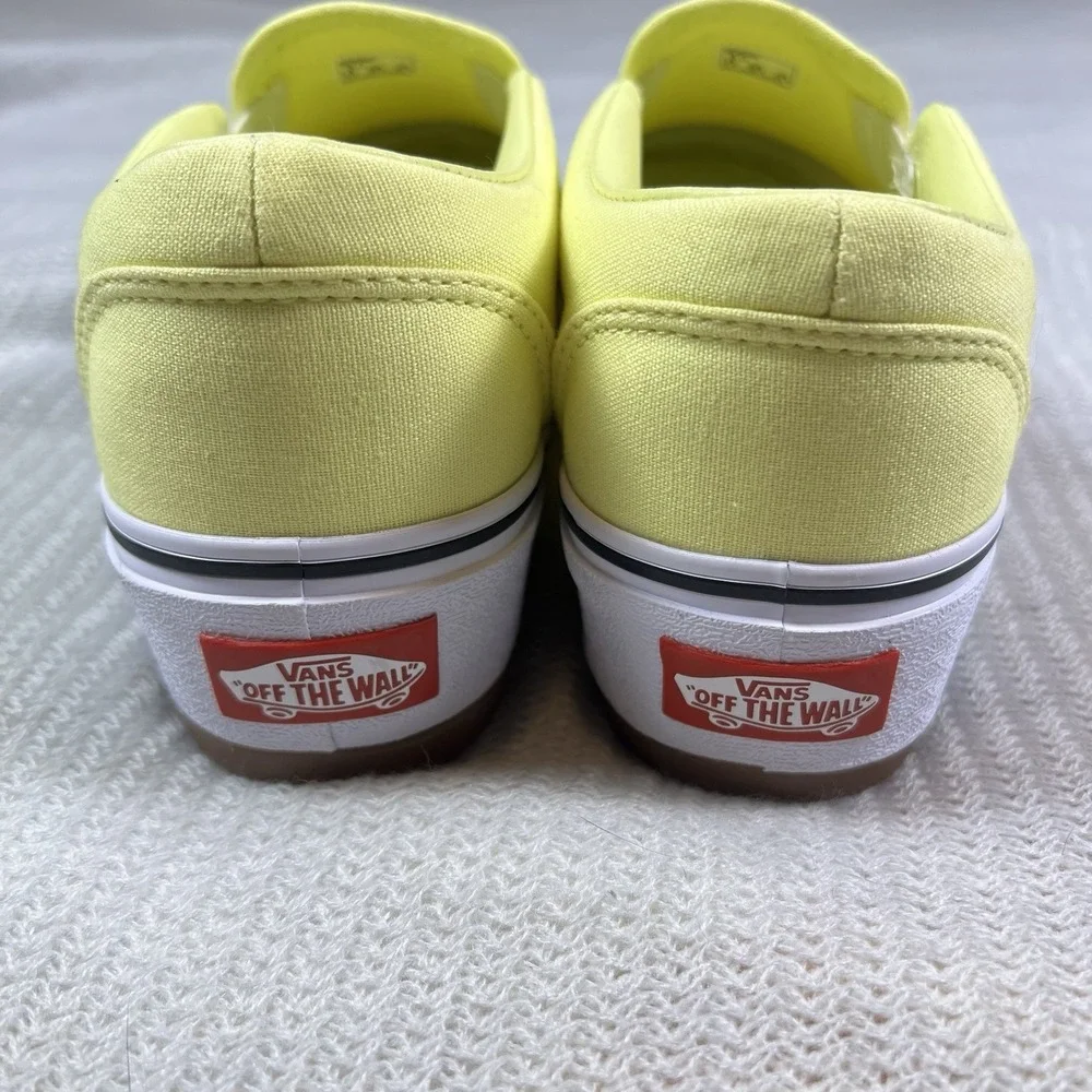 Vans Slip On Shoes Yellow Womens 8 Platform Skater Casual Comfort Classic Summer